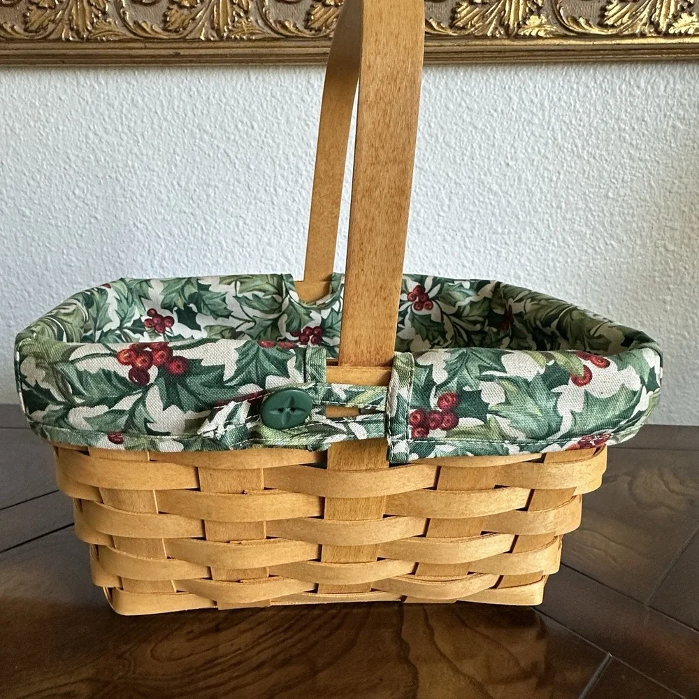 Longaberger 2002 Spring Basket 10.5 Inch Handle American Holly Tree‎ Liner New